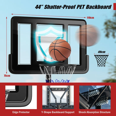 Basketball Stand with 44 Inch Shatter Proof PET Backboard and 48cm Rim