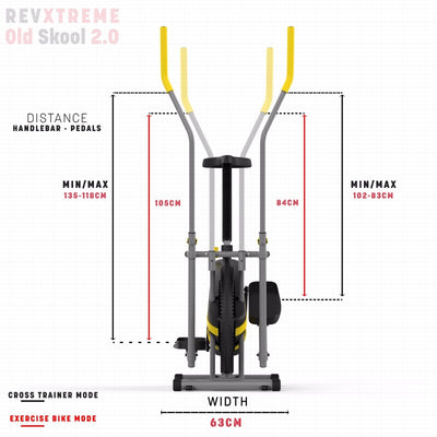 2-in-1 Elliptical Cross Trainer and Exercise Bike Handlebar & Pedal Dimensions