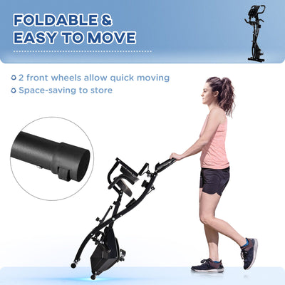 Folding 2-in-1 Exercise Bike with Built-In Transport Wheels for Relocation