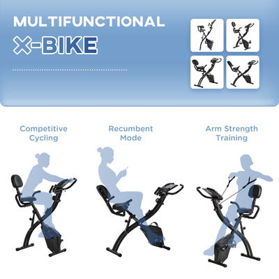 Multifunction 2-in-1 Exercise Bike with Upright and Recumbent Mode, plus Resistance Bands for Strength Training