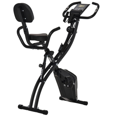 2-in-1 Upright Folding Exercise Bike with Magnetic Resistance and Bands