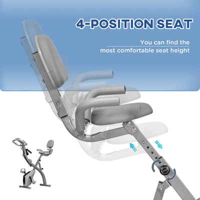 Upright & Recumbent Exercise Bike with Adjustable Seat and Handlebars