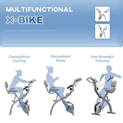 Multifunctional Exercise Bike with Cycling, Recumbent, and Resistance Band Workout Options