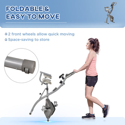 Foldable and Portable Home 2-in-1 Exercise Bike with Transport Wheels