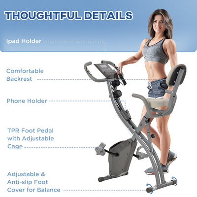 2-in-1 Exercise Bike Features iPad Holder, Backrest, Phone Holder, LCD Display & Adjustable Foot Pedals 