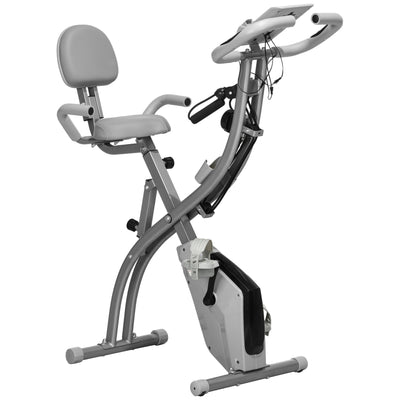 2-in-1 Upright and Recumbent Exercise Bike with Adjustable Resistance Grey