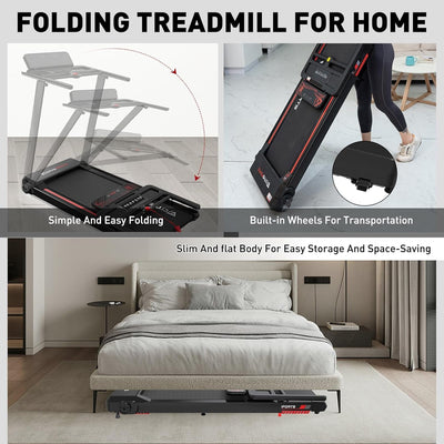 Folding Home Treadmill with Transport Wheels