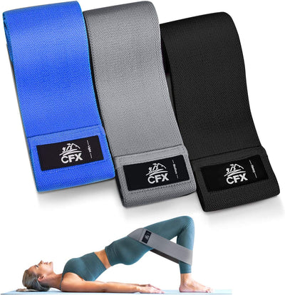 3pc Booty Band Set for Legs, Hips & Glutes in Blue, Grey and Black