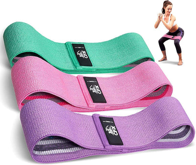 3pc Booty Band Set for Legs, Hips & Glutes in Green, Pink and Purple