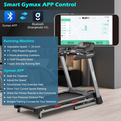 Smart Treadmill with Smart Gymax APP Control