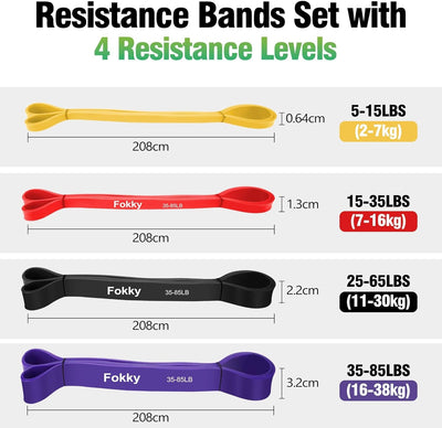 4 PC Resistance Band Set Dimensions