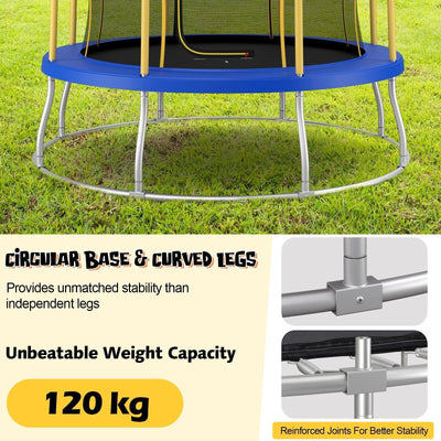 Trampoline with Circular Base, Curved Legs and Flower-Shaped Frame