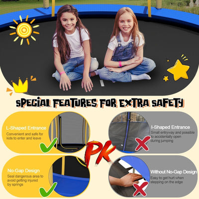 Premium Kids Trampoline with Special Features L-Shaped Entrance and No-Gap Design for Safety