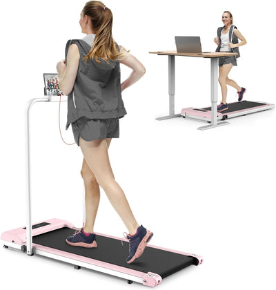 Adjustable 2.5HP Under Desk Folding Treadmill Pink