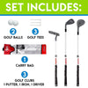 Adjustable Clubs Including 1 x Putter, 1 x Iron, 1 x Driver, 2 Golf Balls, 3 Golf Tees & Carry Bag