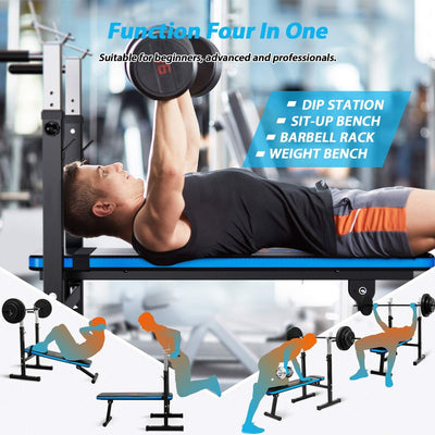 Multifunctional 4-in-1 Weight Bench Suitable for Bench Press, Dips, Sit-Ups & Rowing Exercises