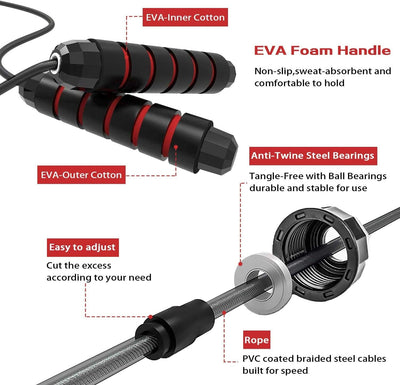 Skipping Rope with Adjustable EVA Foam Handles