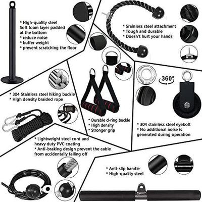 Home Pulley System with Cable Attachments for Diverse Workouts