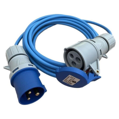 Caravan Hook Up Cable with 16A Plug to 16A Socket for Charging - Available in Various Lengths