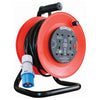 Mains Reel with 3-Pin 16A Plug to 4 x Socket for Caravan and Camping 25m