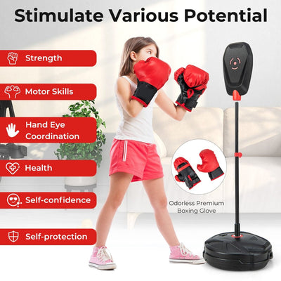 Children's Exercise Equipment Punch Bag Stand and Gloves