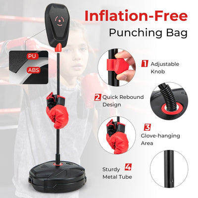 Adjustable Kids Punching Bag Stand with Gloves