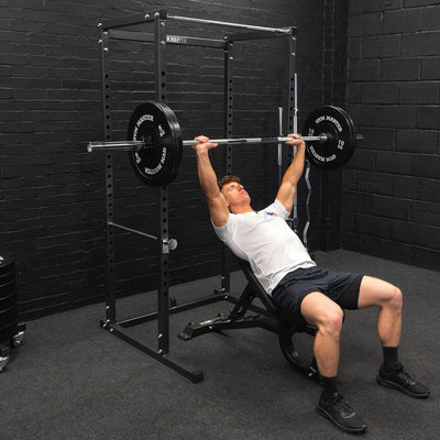 GYM MASTER Power Cage Weight Lifting Rack with Bench Press and Safety Bars