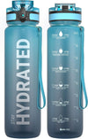 Hydro Sports Motivational Leak-Proof Water Bottle with Measurements & Timings in Blue Waves - 1000ml