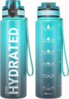 Hydro Sports Motivational Leak-Proof Water Bottle with Measurements & Timings in Blue Waves - 750ml