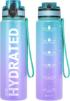 Hydro Sports Motivational Leak-Proof Water Bottle with Measurements & Timings in Galaxy Magic - 750ml