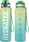 Hydro Sports Motivational Leak-Proof Water Bottle with Measurements & Timings in Green Mint - 750ml