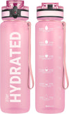 Hydro Sports Motivational Leak-Proof Water Bottle with Measurements & Timings in Pink Topaz - 1000ml