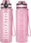 Hydro Sports Motivational Leak-Proof Water Bottle with Measurements & Timings in Pink Topaz - 500ml