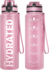 Hydro Sports Motivational Leak-Proof Water Bottle with Measurements & Timings in Pink Topaz - 750ml