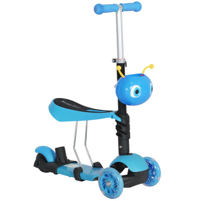 Kids Scooter with 3 Wheels & Removable Seat Blue