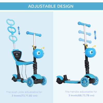 Adjustable Kids Bug Scooter with 2-in-1 Design