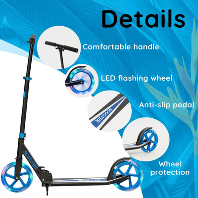 Scooter with Comfortable Handlebars, LED Wheels, Anti-slip Pedal & Wheel Protection Cover