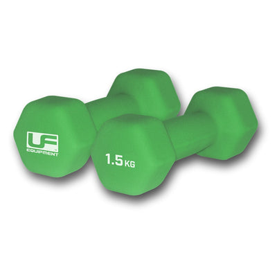 Ladies Hex Rubber Dumbbells (Pair) 1.5kg in Green