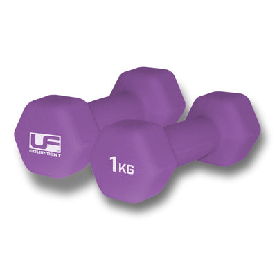 Ladies Hex Rubber Dumbbells (Pair) 1kg in Purple