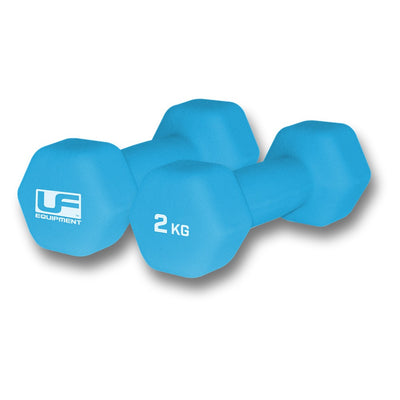 Ladies Hex Rubber Dumbbells (Pair) 2kg in Sky