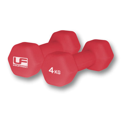 Ladies Hex Rubber Dumbbells (Pair) 4kg in Red