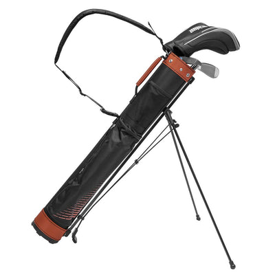 Longridge Travelite 5" Golf Stand Bag with Carry Strap and Rain Hood in Black with Red Trim