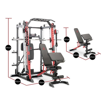 Marcy SM-4033 Multi-Gym Smith Machine with Multifunctional Exercise Bench Footprint Dimensions