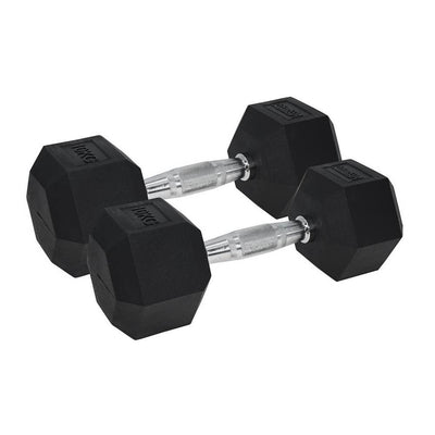 PRO Hex Rubber Dumbbells 10kg Pair