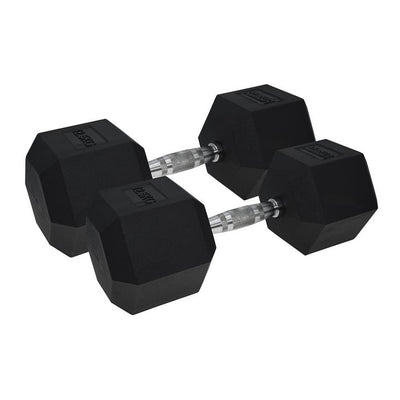 PRO Hex Rubber Dumbbells 12.5kg Pair