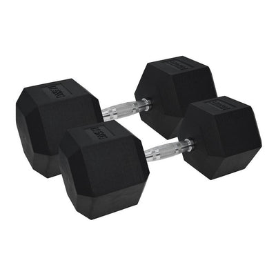 PRO Hex Rubber Dumbbells 17.5kg Pair