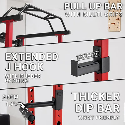 Multi Grip Pull Up Bar with J Hooks and Dip Bars