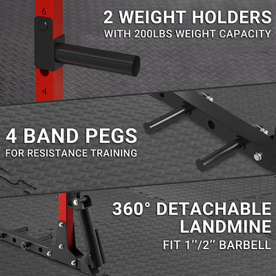 Power Rack with Weight Plate Holders Band Pegs and Landmine Attachment