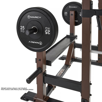 Power Rack with Free Weights Storage Shelf and Weight Plate Storage Rack