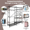 Storage Rack with Adjustable Shelves and Hanging Rail for Golf, Gym and Sports Equipment